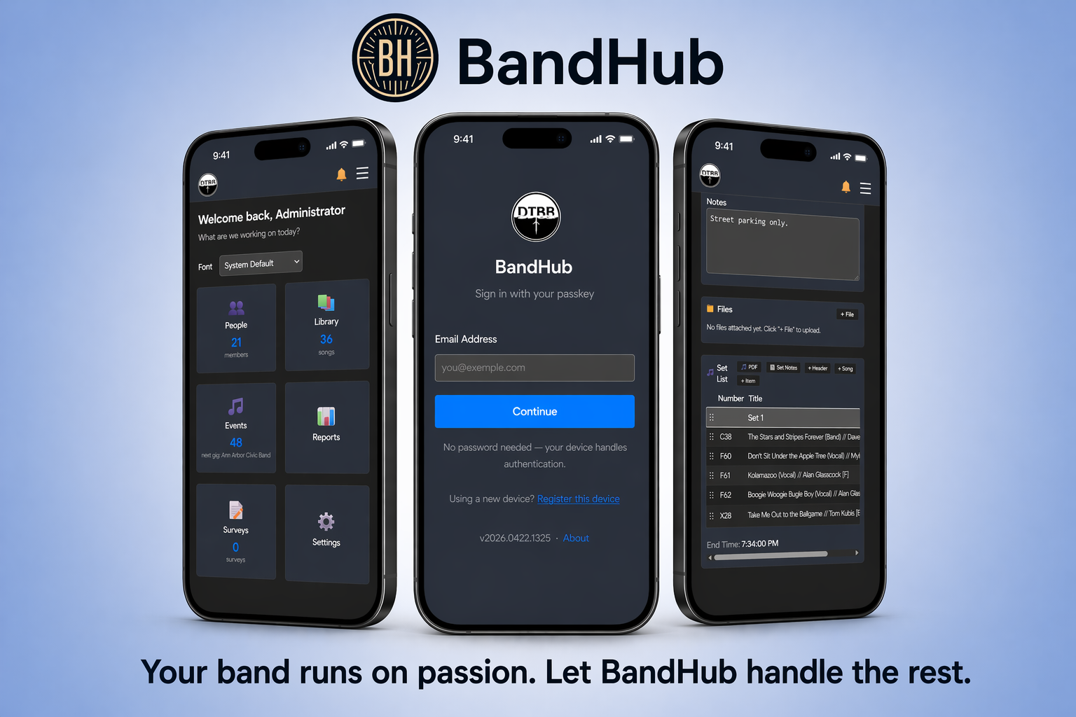 BandHub — Your band runs on passion. Let BandHub handle the rest.